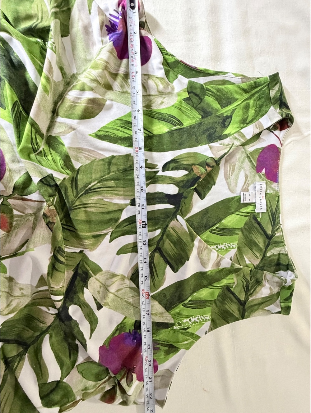 Susan Graver Women's Sleeveless size XL Tropical Leaf Print Dress Size XL - Picture 7 of 12